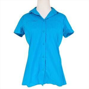 ARC'TERYX Fernie Short-Sleeve Button-Front Nylon Shirt in Bright Blue Size S